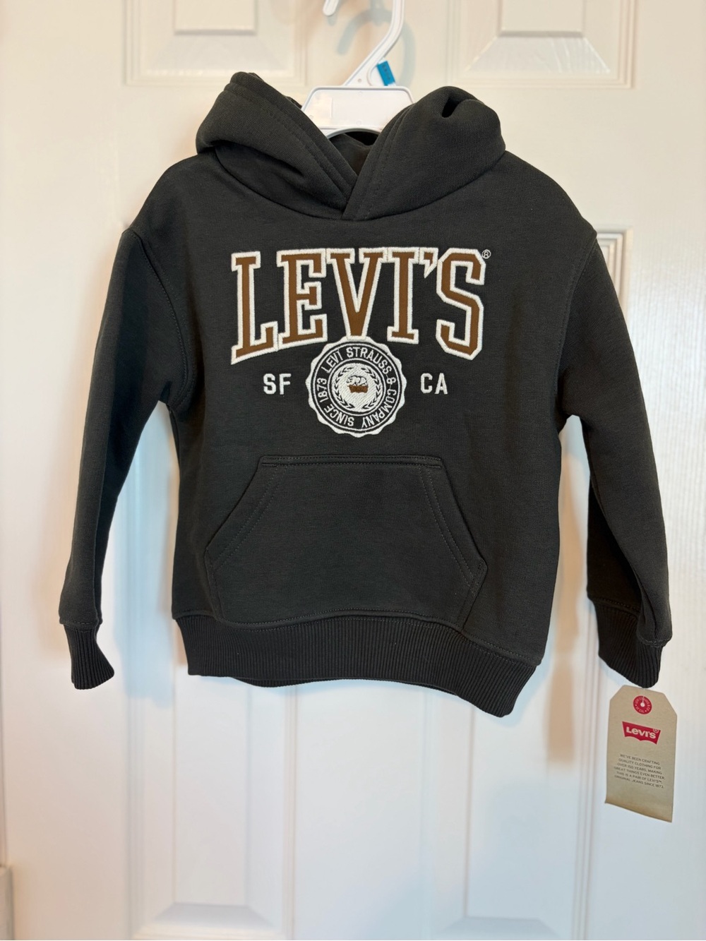Levi's Toddler Boys Size 2T Dark Gray Logo Embroidered Hoodie Sweatshirt